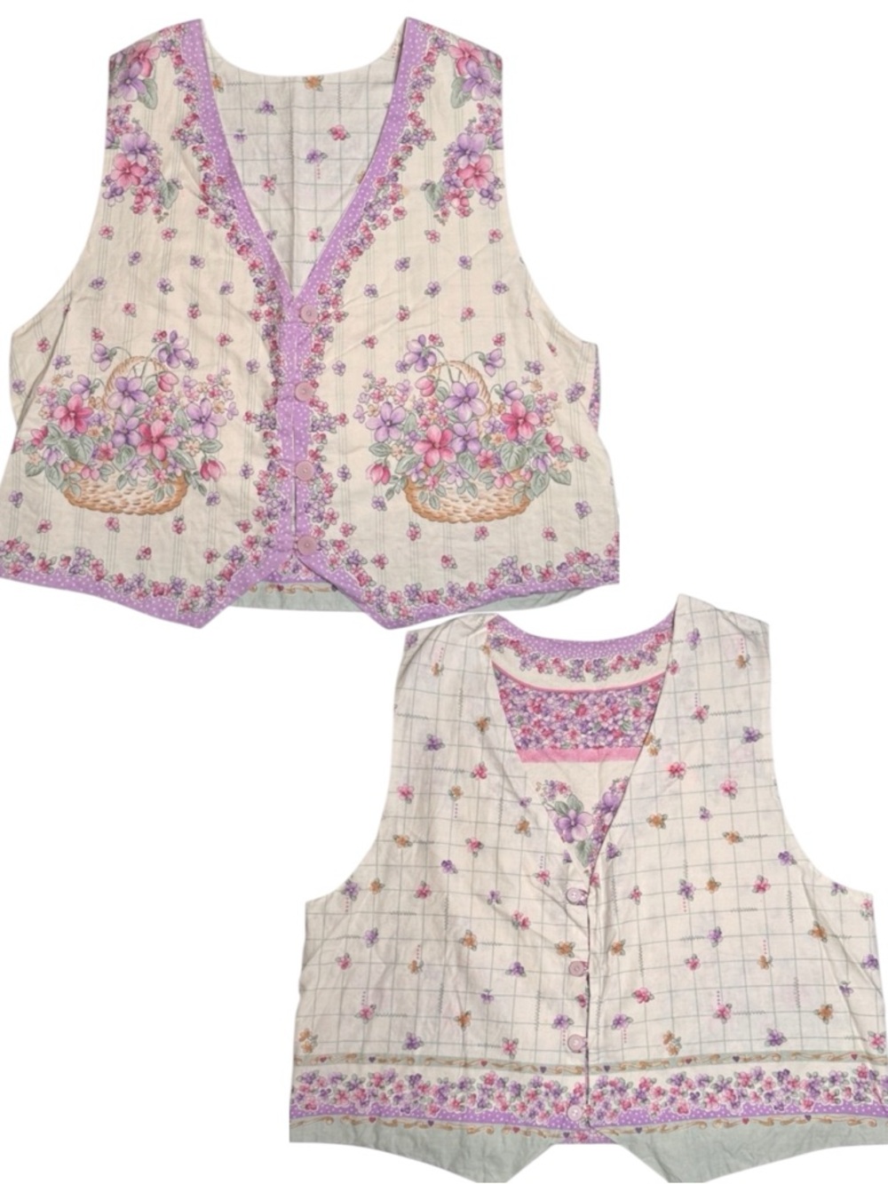 Vintage Cottagecore Reversible Floral Vest